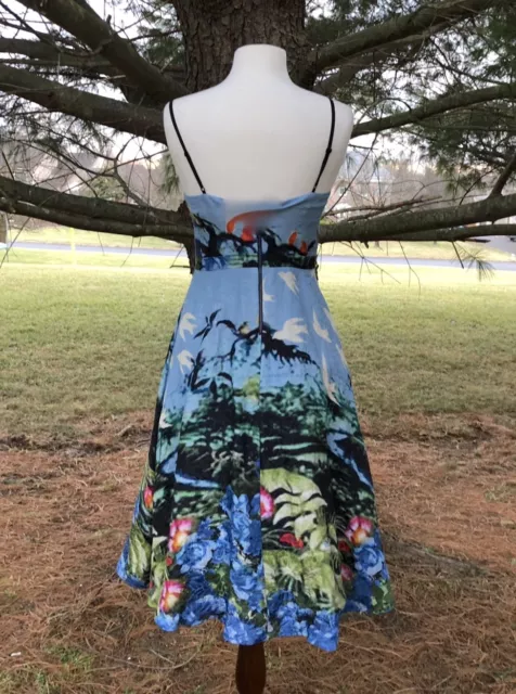 Anthropologie Tracy Reese Scenic View Dress Bird Blue Print Black Lace 4 NEW 3