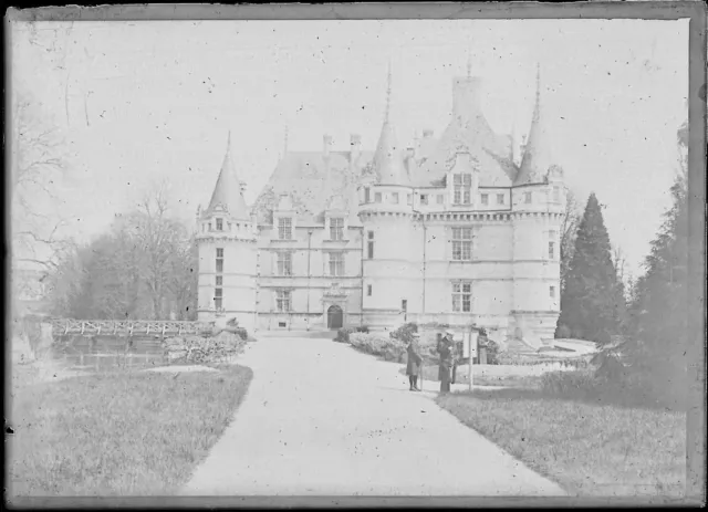 Plaque verre photo ancienne négatif noir et blanc 6x9 cm château glass plate