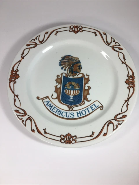 Americus Hotel Vintage 1920s Large Logo 9-5/8" Plate Allentown PA