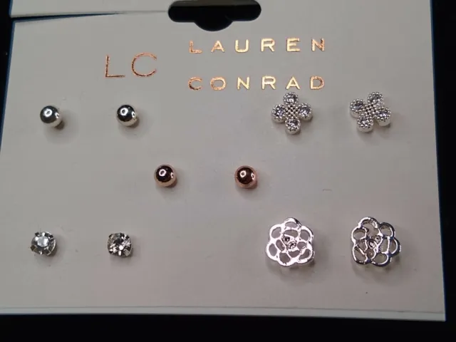 LC Lauren Conrad - 5-Pair Stud Earrings - Multicolor