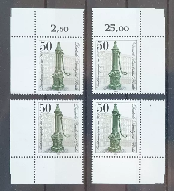 Berlin 1983 ** 4x Mi 689 Pumpen 50Pf im Eckrand jede Ecke oben und unten (2564)