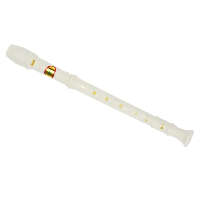 Students creamy-white Plastic 8 Holes Flute Recorder w Cleaning Stick Z4G38240