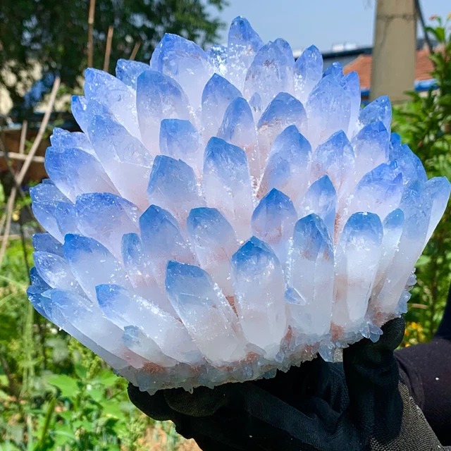 13.46LB New Find BLUE Phantom Quartz Crystal Cluster Mineral Specimen Healing 8