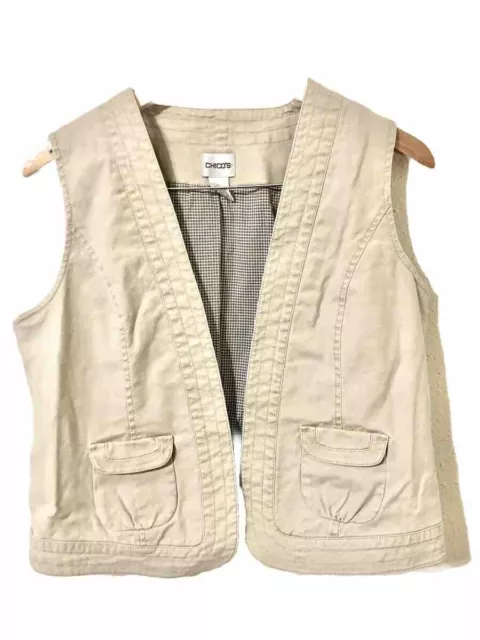 Chico’s Women’s Safari Style Vest size 1 Khaki