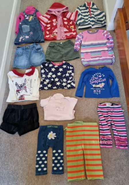 Baby Girls age 9-12 months clothes bundle 15 items inc pooh dungaree dress