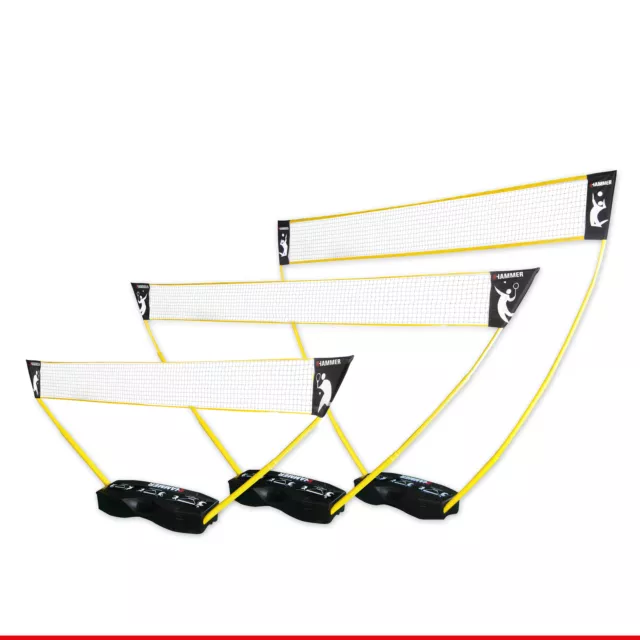 HAMMER 3 in 1 Set Netze-Set - Mobiles Volleyball-, Badminton- und Tennisnetz