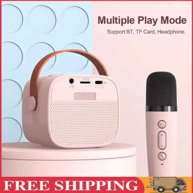 Home KTV Karaoke Speaker Bluetooth-Compatible HIFI for Girls Boys (Pink 1 to 1)
