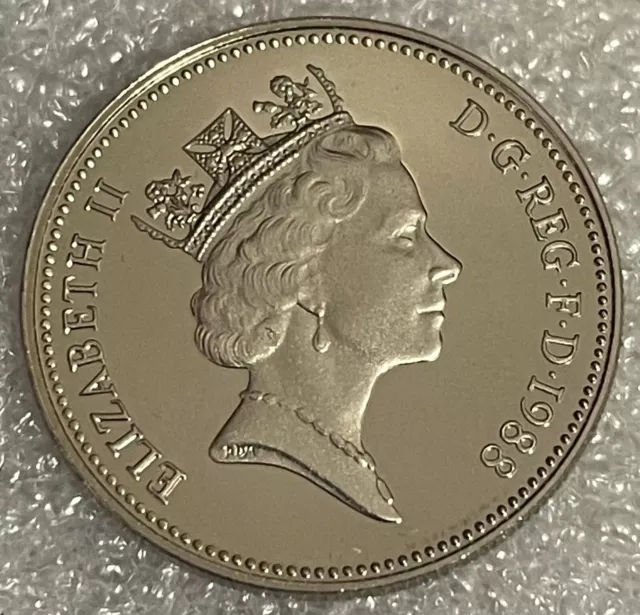 Stunning - 1988 Great Britain Large Five Pence PROOF 5p - Elizabeth II  #301 2