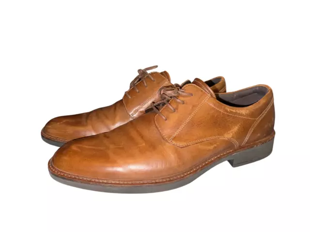 ECCO BIARRITZ DERBY Modern EU 47 Brown Leather Shoes 50.15