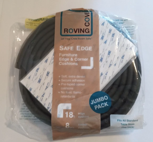 Roving Cove Edge Cushion Safe Edge Black Baby Safety, 20 Feet Total, 10 Corners