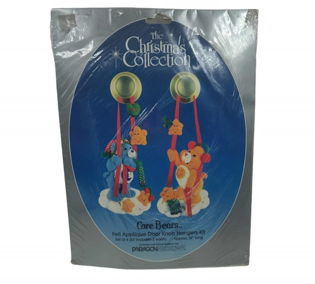 Paragon Needlecraft Nuevo 1986 osos de cuidado fieltro de Navidad apliques colgadores de puerta