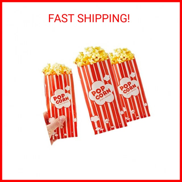 1 oz Paper Popcorn Bags Bulk (500 Pack) Small Red & White Pop-corn Bag Disposabl