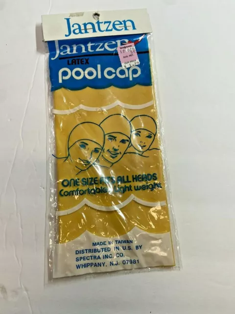 New old stock Vintage Jantzen Ladies yellow Latex Swim Pool Cap unopened NOS