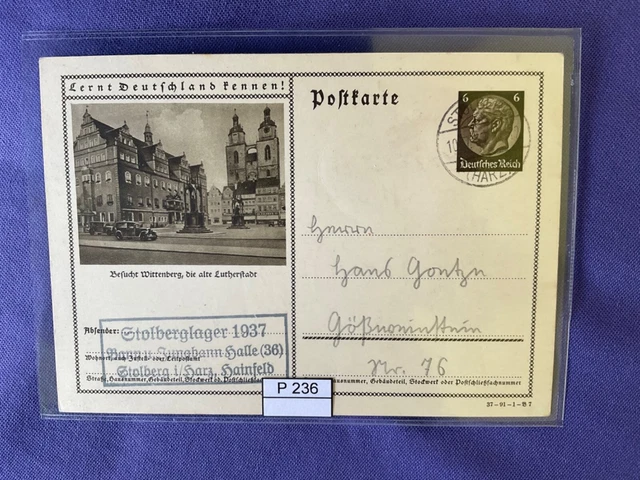 DR 1933-45, Ganzsache, P236, DV: 37-91-1-B7, Wittenberg