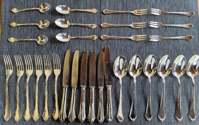 Lutz & Weiß Mosel Röschenmuster Silbersteck 90er Auflage 30 Teile 6 Personen