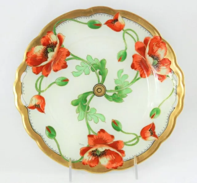 Art Nouveau Graves China Co. St. Louis, Bohemia Porcelain Poppy Plate platter