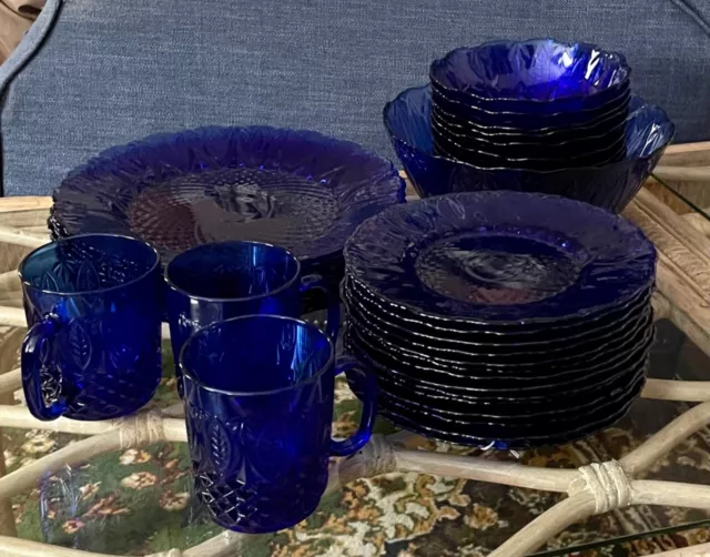 Avon Royal Sapphire Cobalt Collection Dinnerware Plates, Bowls Mugs Serving Bowl
