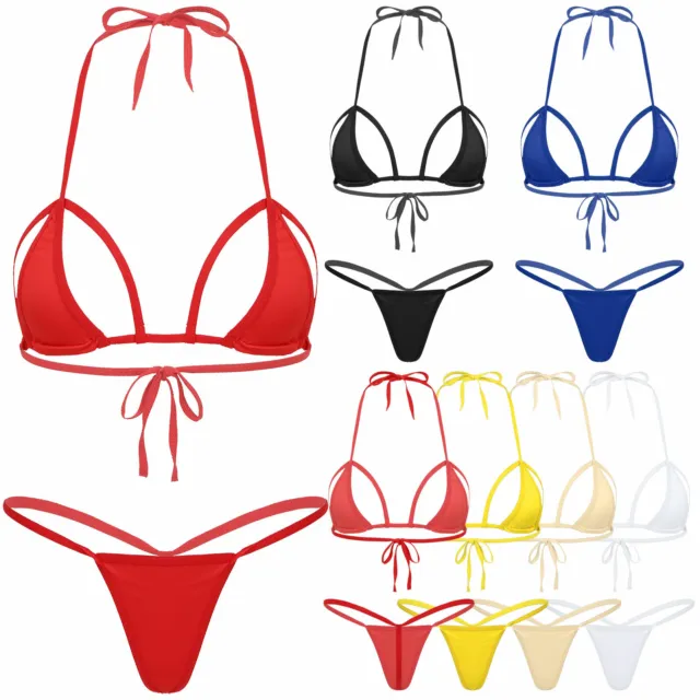 Womens Sexy Micro Bikini Brazilian G-String Set Thong Swimwear Swimsuit Bathing