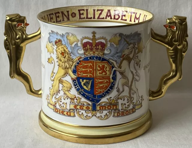 Large Paragon Bone China Queen Elizabeth II 1953 Coronation Loving Cup. 2