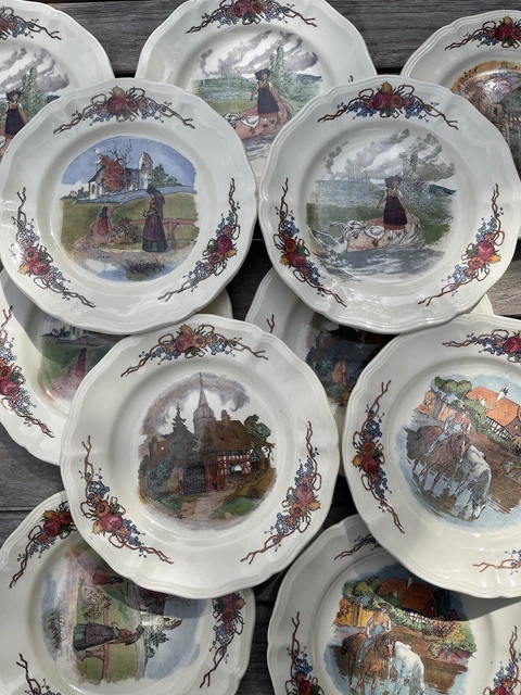 Lot De 11 Assiettes A Dessert En Faience De Sarreguemines Modele Obernai