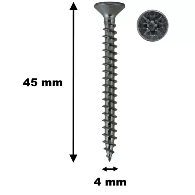 Lot de 100 vis à bois, TF, acier zingué, 4 x 45 mm