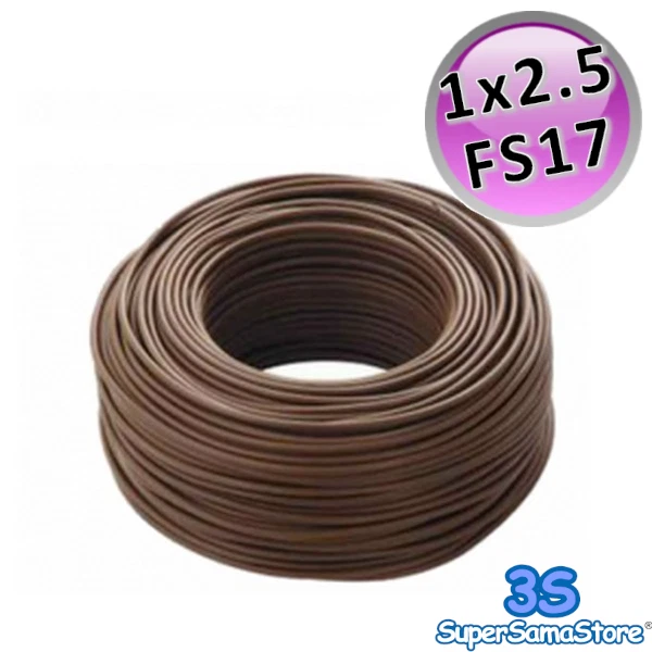 3S Cavo Filo Elettrico Unipolare Cordina Fs17 1 X 2,5 Mmq Marrone Rotolo 100 Mt