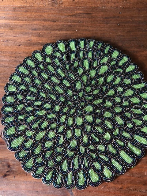 Handmade glass Beaded Placemats GREEN Ideal for Christmas,Wedding Dinner Party
