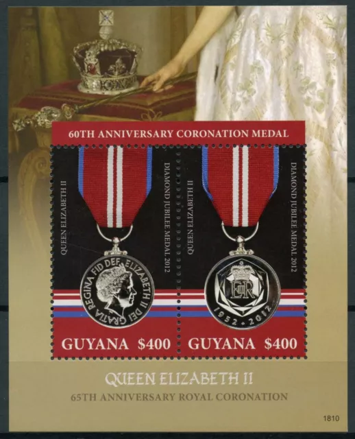 Guyana 2018 MNH Queen Elizabeth II Coronation 65th Ann 2v S/S IV Royalty Stamps