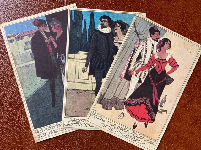 Wiener Mozart Gemeinde - Don Juan Serie - Lotto di 3 cartoline