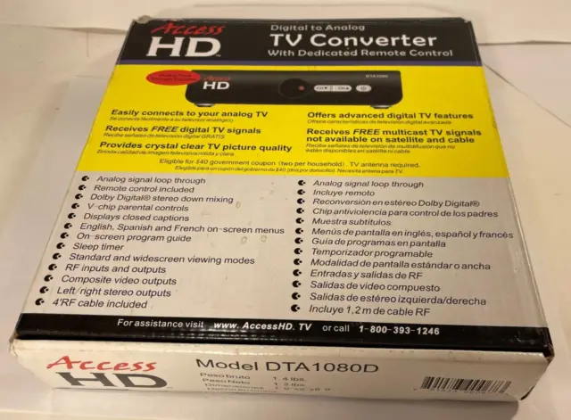 Access HD Digital to Analog TV Converter Model DTA1080D - with Remote and Manual