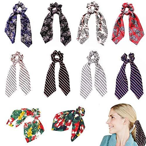 10 pezzi Fascia per Sciarpa Floreale, Fasce da Donna con Fiocco Scrunchies,Fasce