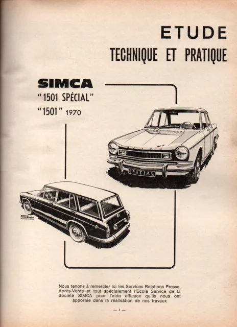 ▬►REVUE TECHNIQUE RTA de 1969  --   SIMCA 1501 SPÉCIAL  ---