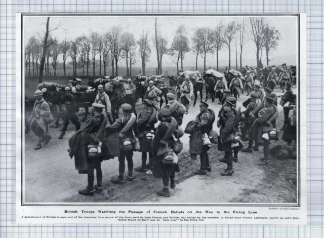 (5732) British Troops Watch French Reliefs On Way To Firing Line WW1 1918 Clip