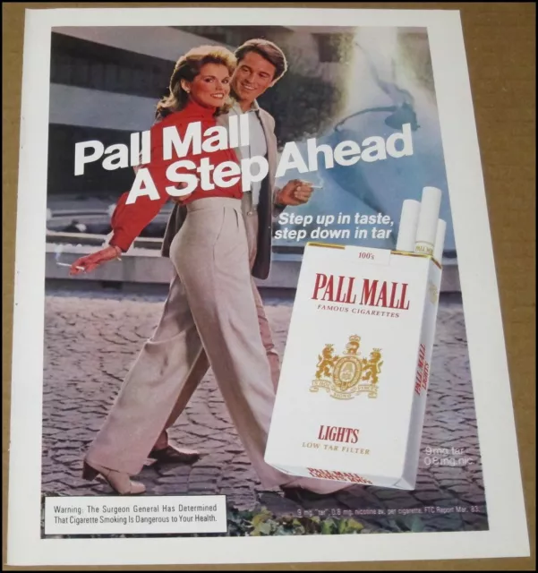 1983 Pall Mall Lights Cigarettes Print Ad Advertisement Page Vintage 100's