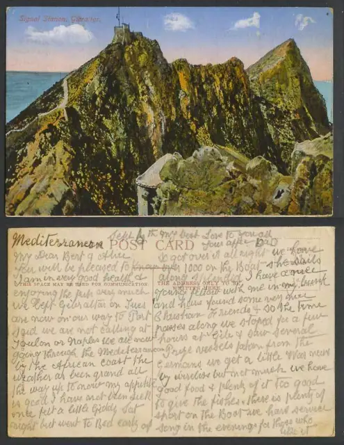 Gibraltar Old Colour Postcard SIGNAL STATION Rocks Mountains Peak Benzaquen & Co