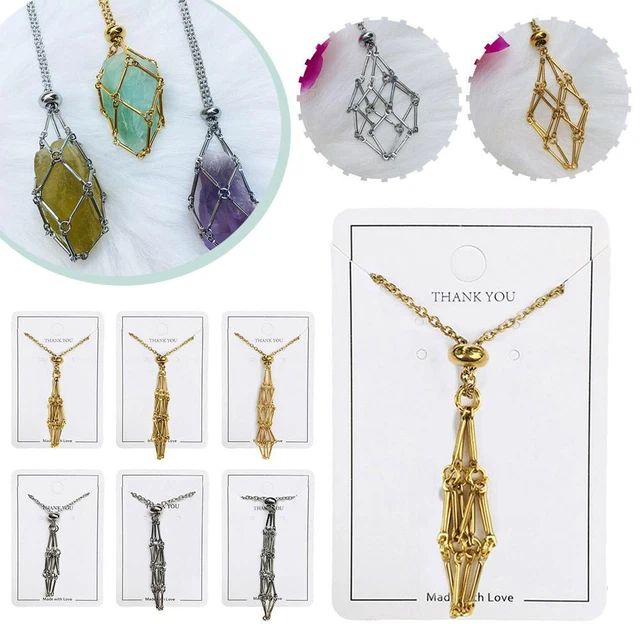 Interchangeable Crystal Holder Cage Necklace Stone Holder Necklace Women  Men