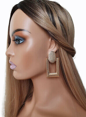 Beautiful 6.5cm long gold tone patterned lightweight doorknocker style earrings