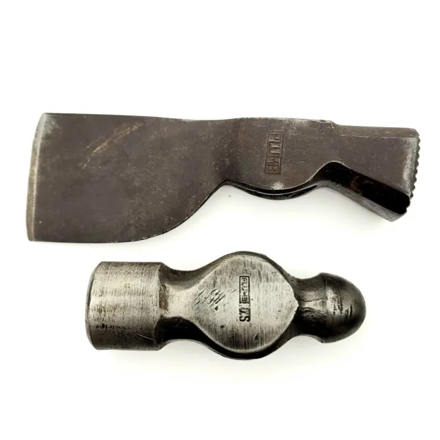 Vintage lot of 2 Plumb Hammer heads 16oz. Ball Peen & 120z. Roofing Hatchet