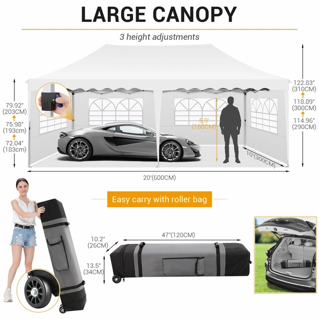 Pavillon 3x3-3x6m Wasserdicht Faltpavillon Pop Up Partyzelt Gartenzelt UV Schutz