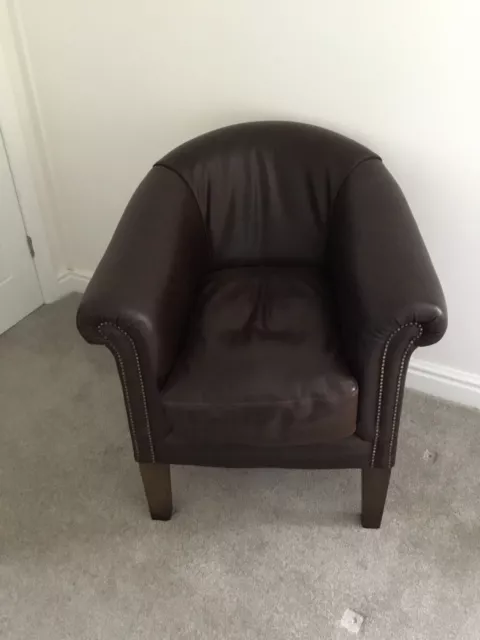 Brown Leather Tub Chair