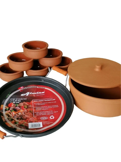 Tontopf Ton Schale Schmortopf Bräter Güvec Grill Gulaschkanone Eintopfofen Wok