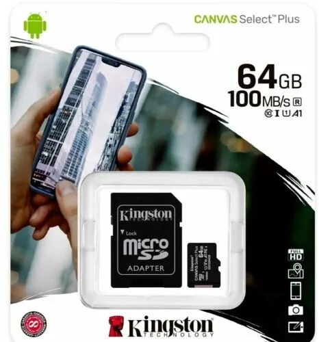 Micro Sd Kingston 64Gb Scheda Di Memoria Classe 10 Smartphone + Adattatore