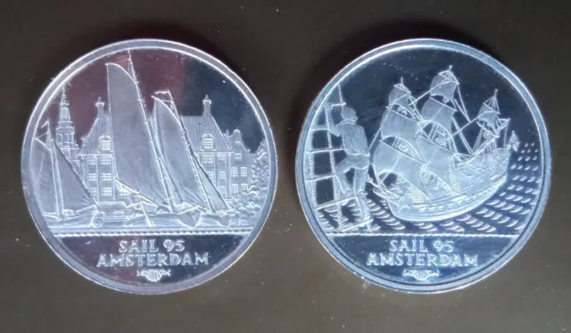Niederlande 2x 2 ECU 1995 Sail 95 Amsterdam Königreich Nederlanden Silber Münzen