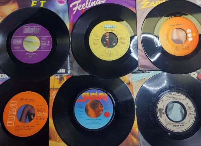 6 Single: Bee Gees, Linda Fields, Safari, Frank Zappa, EGO, Heep, gebraucht