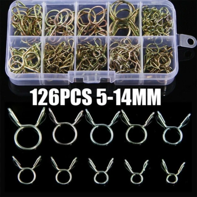 126 Pièces De 5 Mm-14 MM Collier Ressort Tuyau Durite Carburant Air Attache Tri