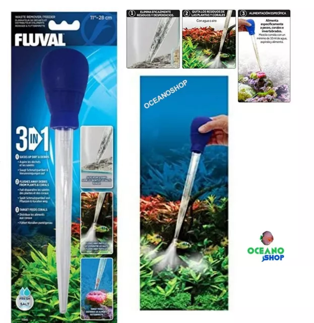 Fluval - aspiradora y dosificador alimento 3 en 1 43cm sifon acuario bettera