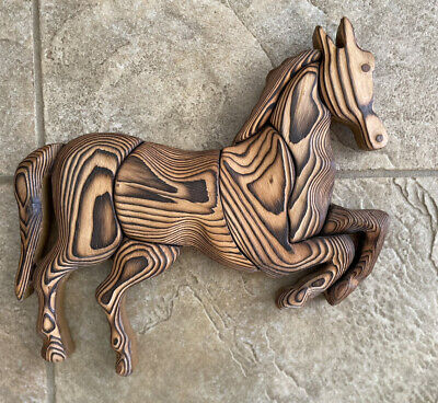 11" Wooden Pieced Horse Wall Sculpture Horses