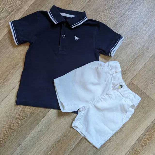 Baby Boys Age 18-24 Months NEXT Linen Blend Shorts & Polo Shirt