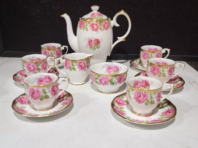 16 PIECES- Queen Ann BELL CHINA Tea Pot Cups Sugar Creamer LADY ALEXANDER ROSE