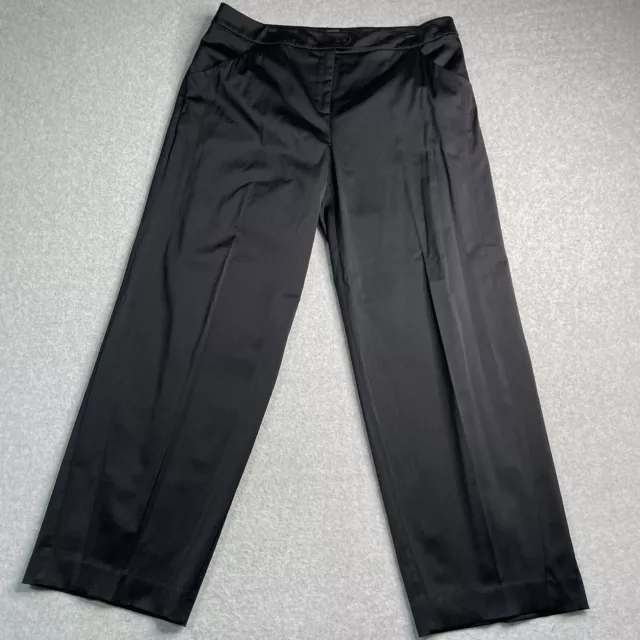 Eileen Fisher Pants Womens Petite Large PL Black  Wide Slacks Workwear Slick